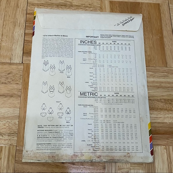 Vintage Stretch & Sew Body Shapers Training Gear Maillot & Bikini Sewing Pattern - Picture 7 of 8